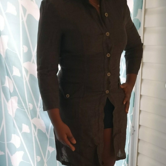 Olsen Europe Womens Designer Made in Poland Linen shirt Dress us6 - Picture 2 of 7